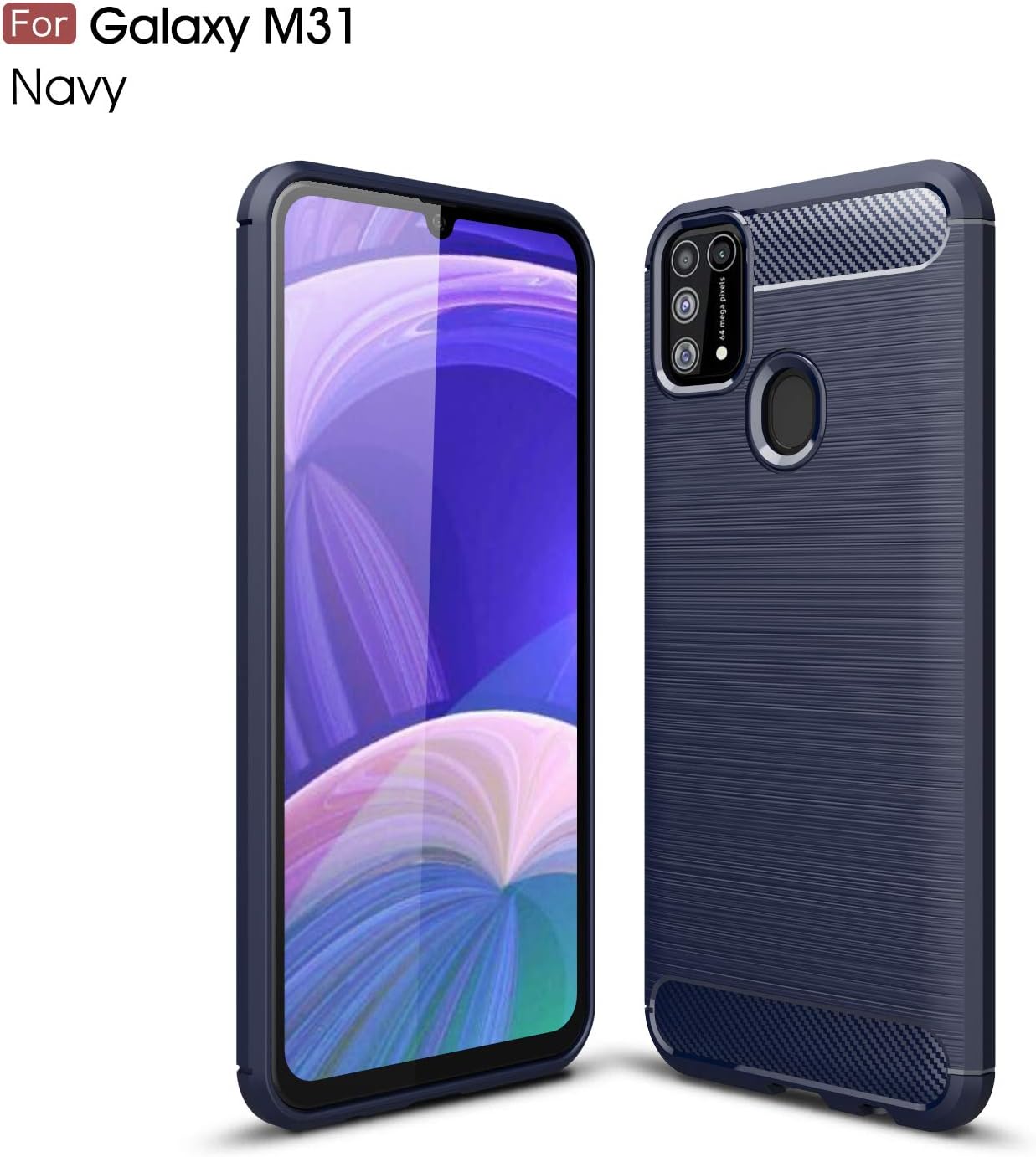 POPUPE for Samsung Galaxy M31 Case,Brushed Fiber Non-Slip Back Shell Soft TPU Anti-Collision Anti-Fingerprint with [ Four Corner Airbag] Case for Samsung Galaxy M31 (B)