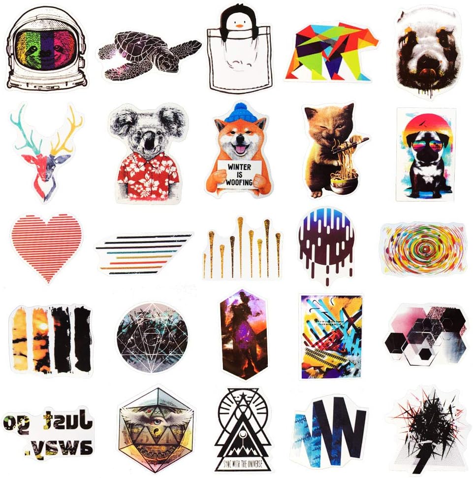 Funny Cute Vinyl Water Bottle Stickers for Laptop Luggage Planner Phone Decals, Gift for Kids (Art Sticker 100 Pcs)