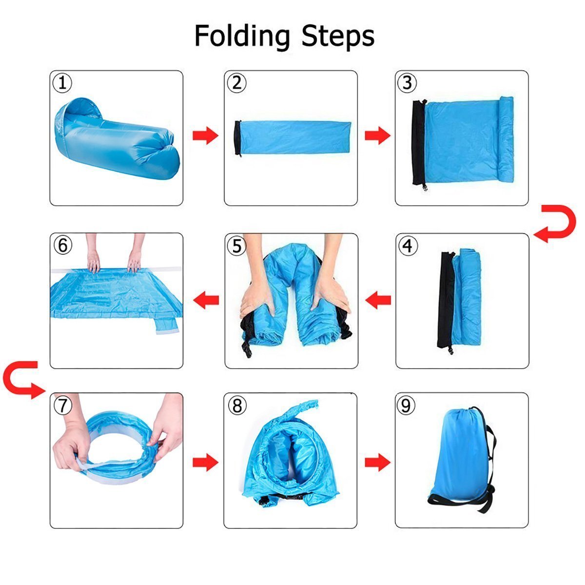 isYoung Portable Inflatable Air Sofa, Ultra Waterproof and Durable for Camping, Beach, Park, Backyard, Picnics or Indoor Wind Bed Lounger (Blue Air Sofa)