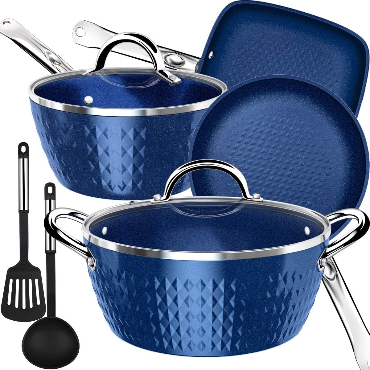 7-Piece Multiclad Pro Stainless Steel Cookware Set, Non-Stick Induction Pots and Pans Set, Frying Pan, Skillet, Stock Pot, Sauce Pan, Oven & Dishwasher Safe, Thanksgiving, Christmas, New Year