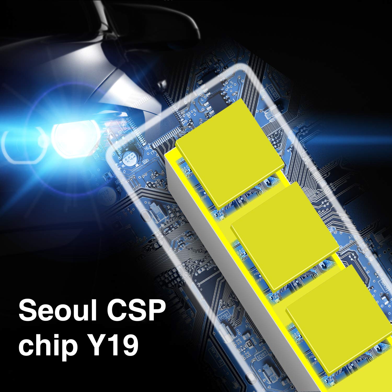 GSSUSA H11 LED Headlight Bulbs H11/H8/H9 LED Headlight Bulbs Conversion Kit LED Light Bulb with Cooling Fan,9000LM 6500K Xenon White, Low Beam/Fog Light Bulb,Pack of 2