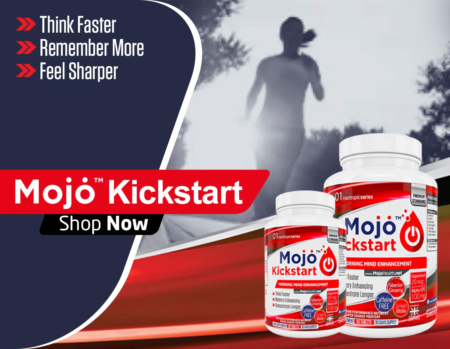 MOJO KICKSTART - Nootropic Alpha Brain Wave Boost Mental Supplements Focus Nootropics Enhancement | Alpha GPC | Bacopa | Choline | L-Tyrosine | Ginkgo Biloba | CoQ10 | Ginseng + MONEY BACK GUARANTEE