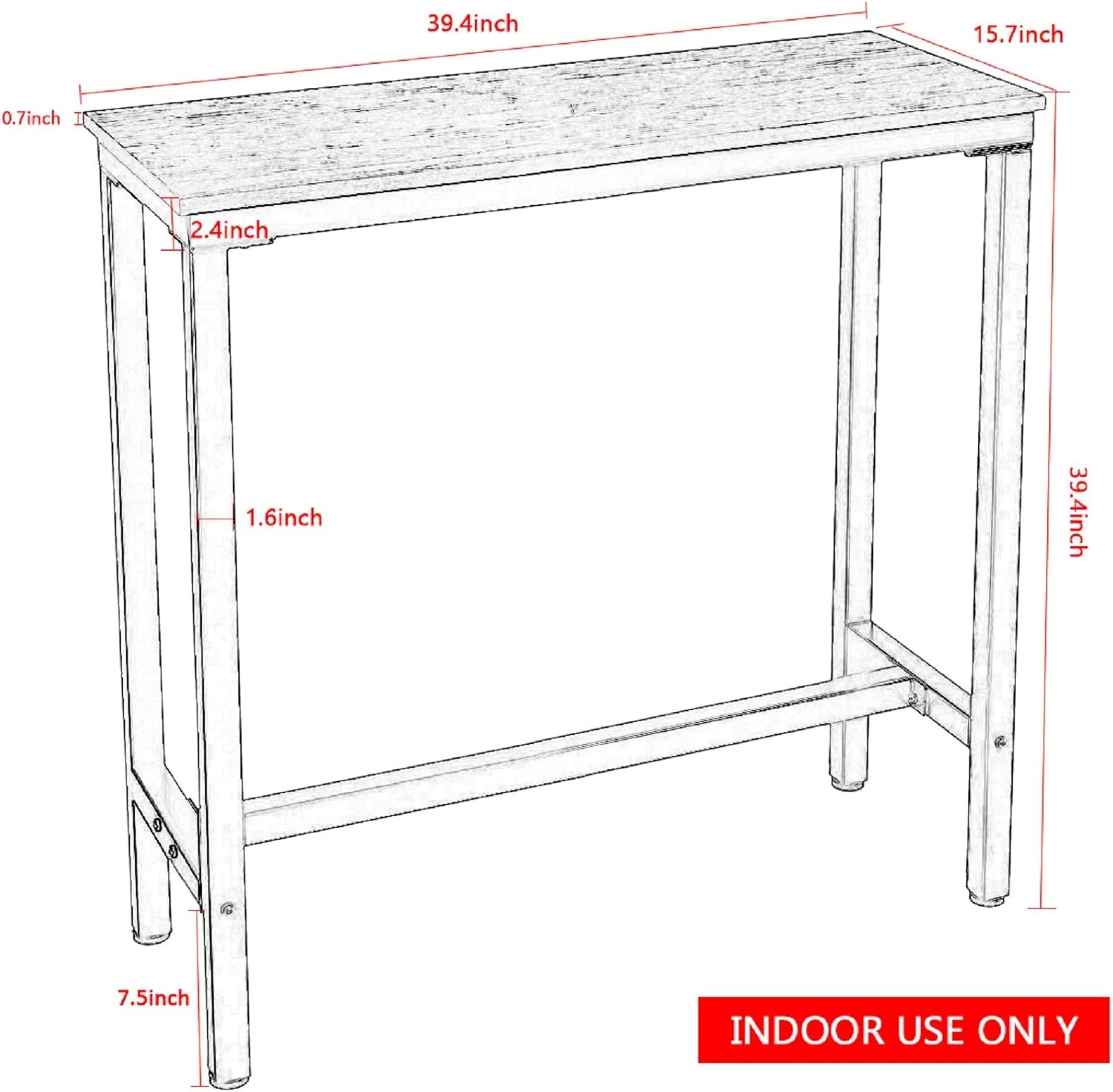 Mr IRONSTONE Bar Table & Computer Desk: Furniture & Decor