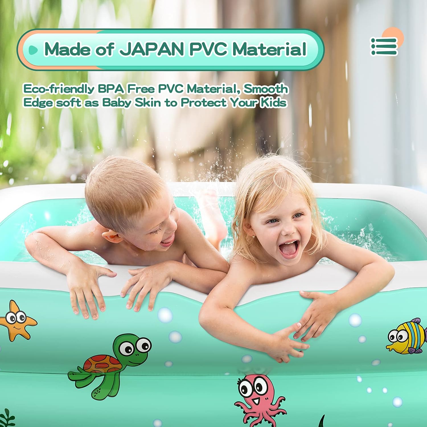 Inflatable Baby Swimming Pool, Portable Inflatable Kiddie Pool, Rectangular Kiddie Paddling Pool Indoor&Outdoor, Child/Children Little Pump Pool Swim Center for Garden, Backyard, Summer Water Party: Kitchen & Dining