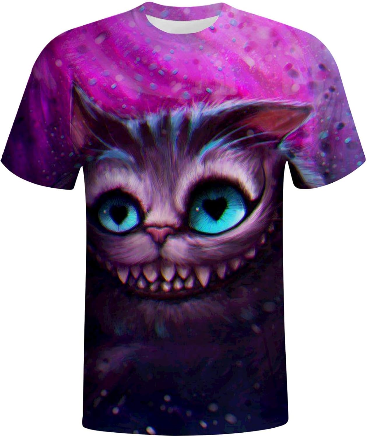 Jsmllia Galaxy Cheshire Cat Mens TShirt,3D Anime Graphic