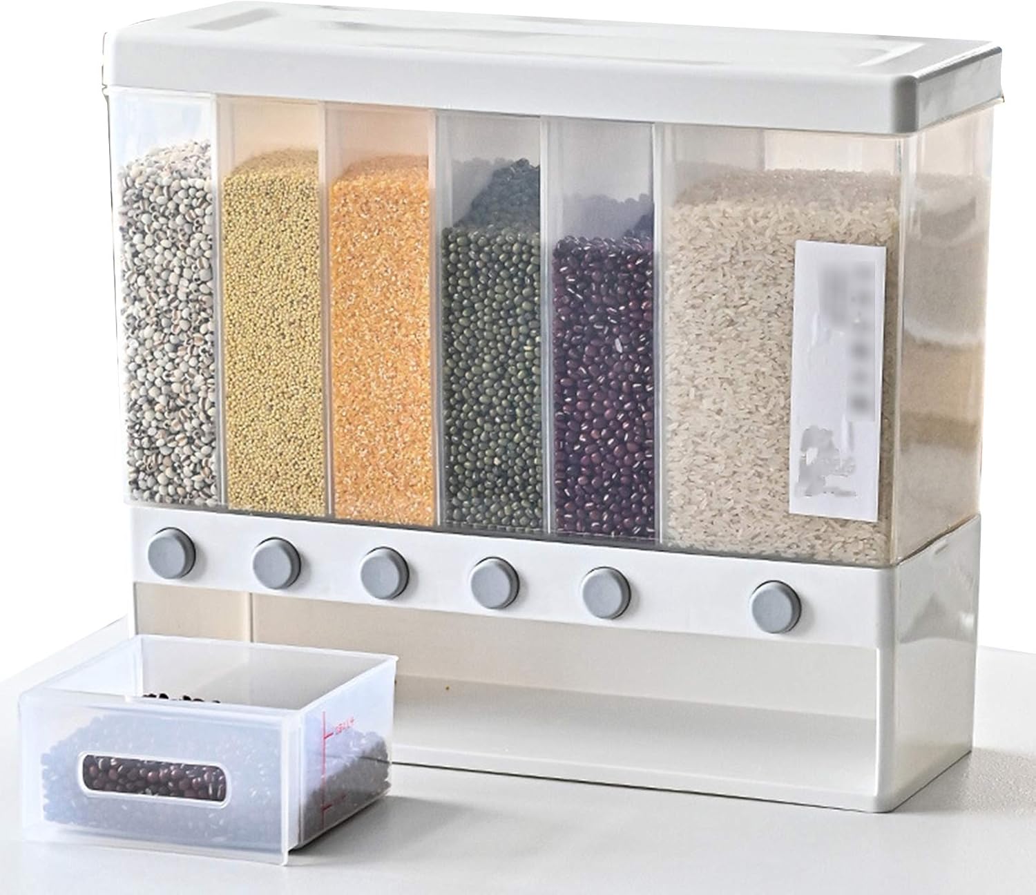 Wall Mounted Dry Food Dispenser - 6-Grid 12L Large Capacity Storage Dry Food Dispenser, Free Control of Food Output, Dry Food Fruit Storage Box For Home and Kitchen (10L): Kitchen & Dining