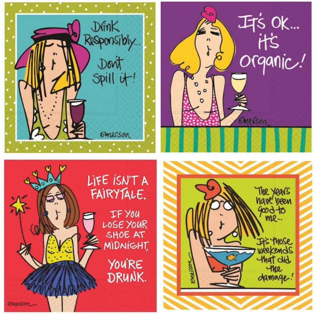 Wine Cocktail Napkins Funny Party Phrases Variety Pack 40