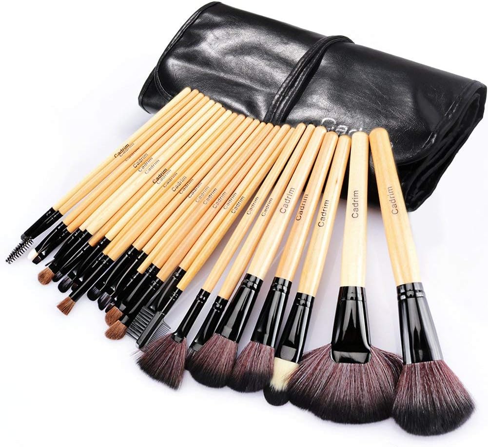 Makeup Brushes Set 24pcs Natural Hair Synthetic Wood Handle Cadrim Professional Makeup Brush Set Foundation Powder Blush Blending Shading Eyeshadow Concealers Cosmetic Brushes Kit Travel Makeup Brush - Image 4