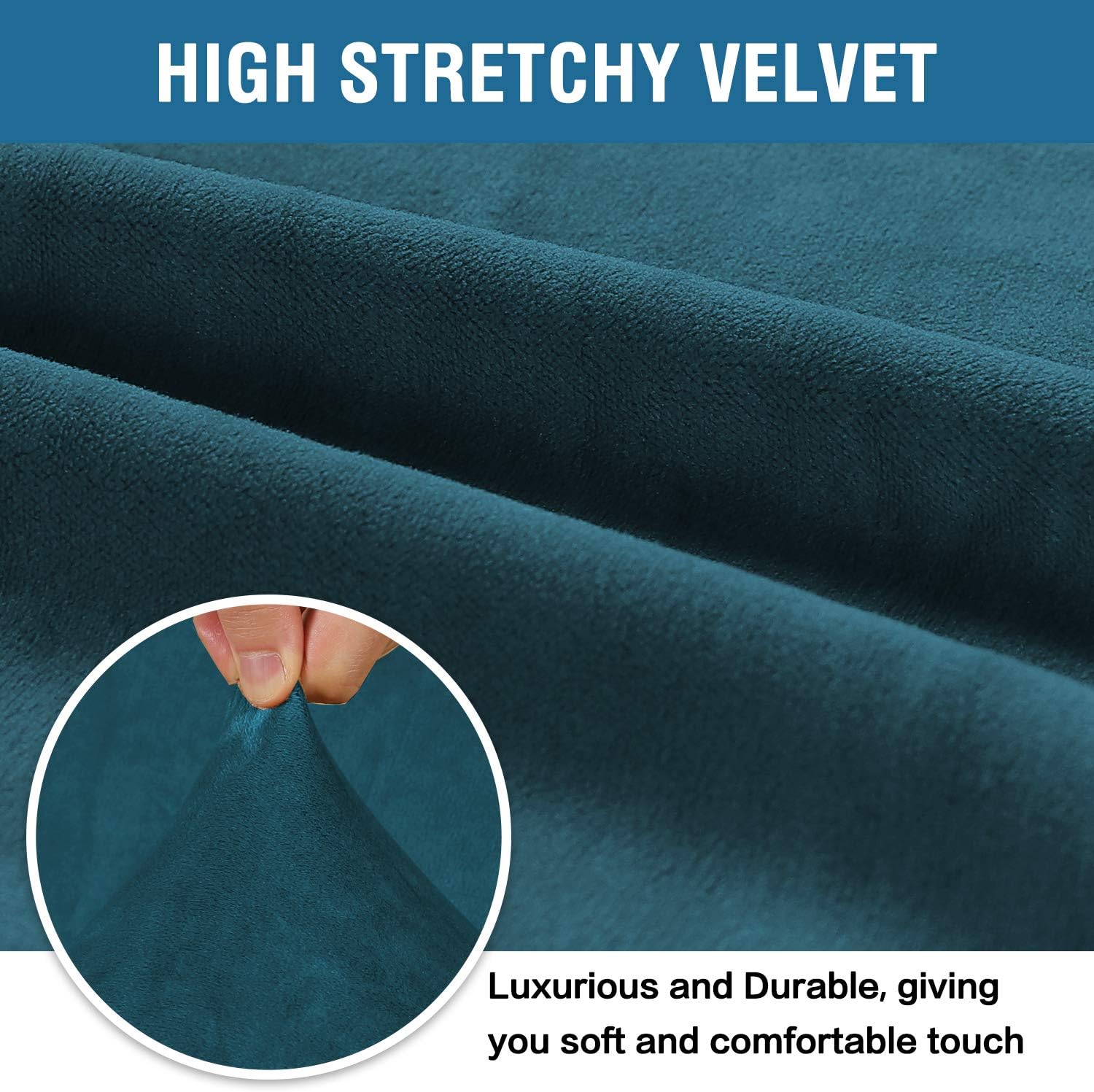 H.VERSAILTEX Stretch Velvet Sofa Covers for 3 Cushion Couch Covers Sofa Slipcovers with Non Slip Straps Underneath The Furniture, Crafted from Thick Comfy Rich Velour (Sofa 72"-96", Navy): Kitchen & Dining