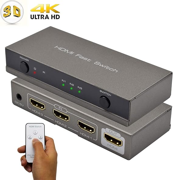 HDMI Switch, AMANKA 3 Ports HDMI Splitter with Remote Amazon.co.uk