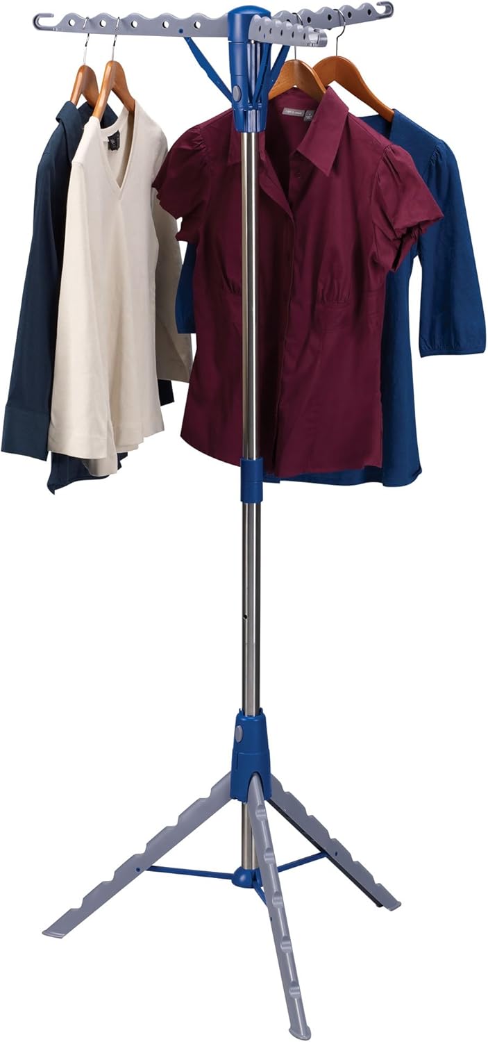 best hangers wirecutter on Amazon Com Household Essentials 5009 1 Collapsible Portable Indoor Tripod Clothes Drying Rack For Hanging Laundry Silver And Blue Home Kitchen