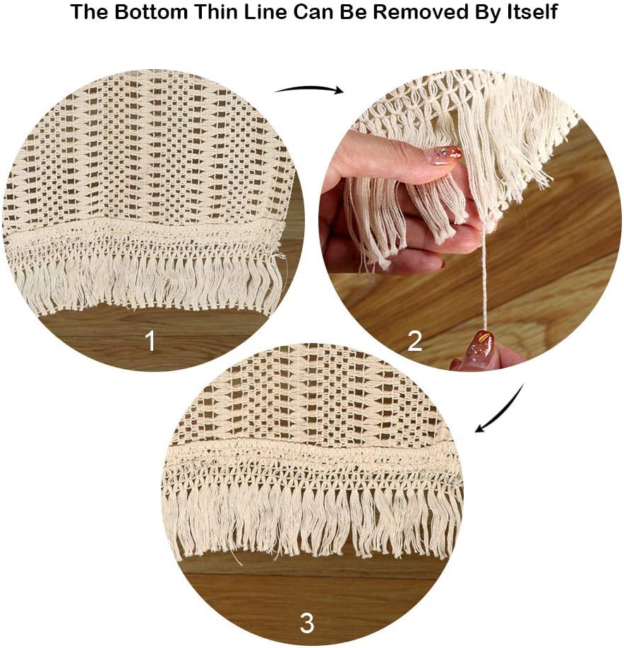 OurWarm Natural Macrame Table Runner Cotton Crochet Lace Boho Wedding Table Runner with Tassels for Bohemian Rustic Wedding Bridal Shower Home Dining Table Decor, 12 x 108 Inch: Home & Kitchen