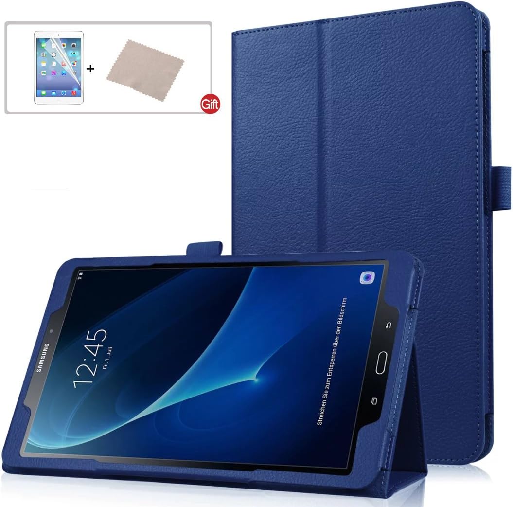 FULOZO Samsung galaxy Tab A6 7.0" Case Cover, Premium PU Leather Stand Case(Auto Wake/Sleep Feature) for Samsung galaxy Tab A 7.0 2016 Tablet SM-T280/SM-T285 + Screen Protector(Dark blue,2PCS)