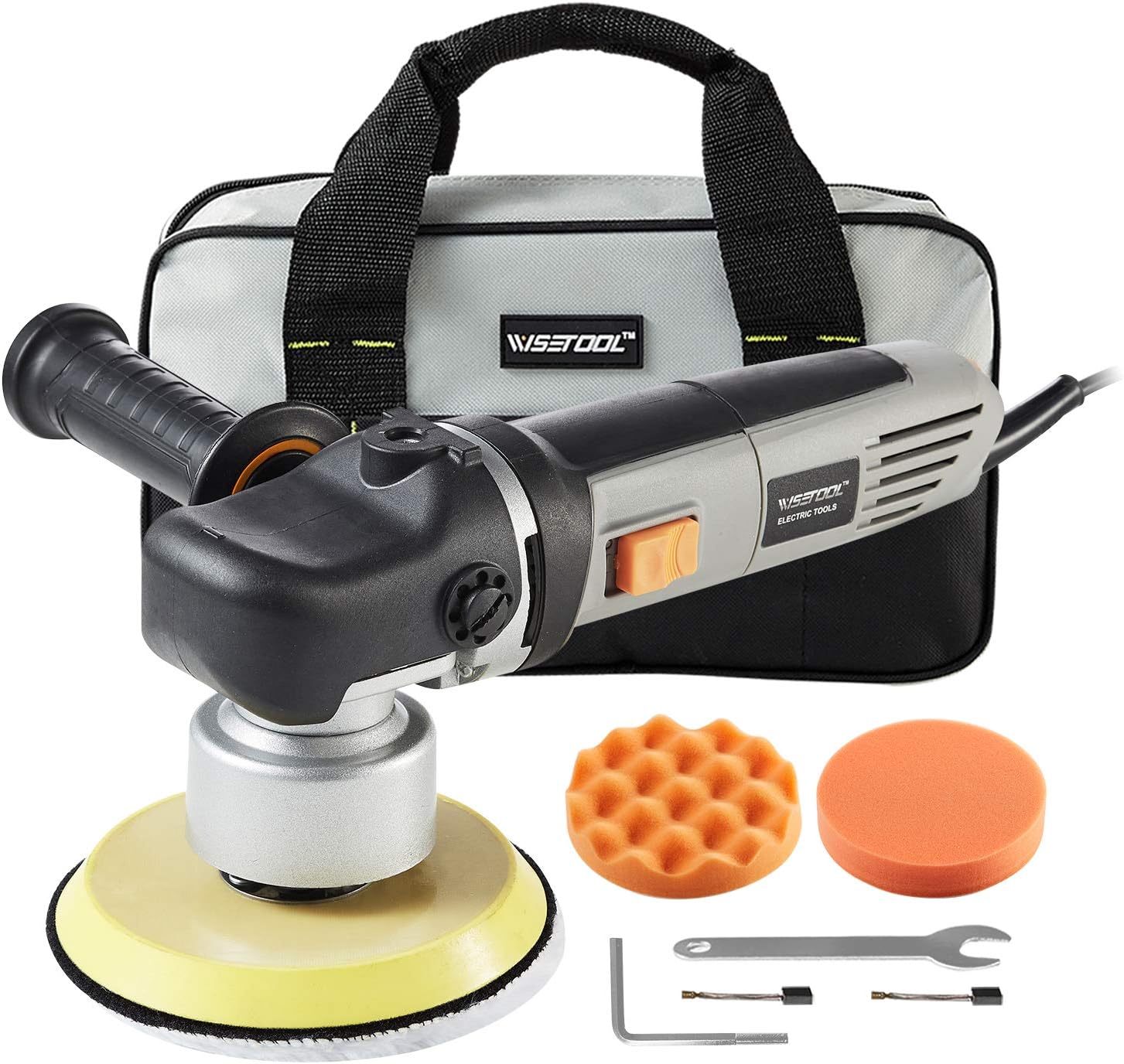 WISETOOL 6-Inch Dual Action Orbital Polisher,7Amp Variable Speed Polisher Sander,with Wool & Foam Polishing Pads,Ideal for Car Furniture Sanding,Polishing,Waxing,Sealing Glaze