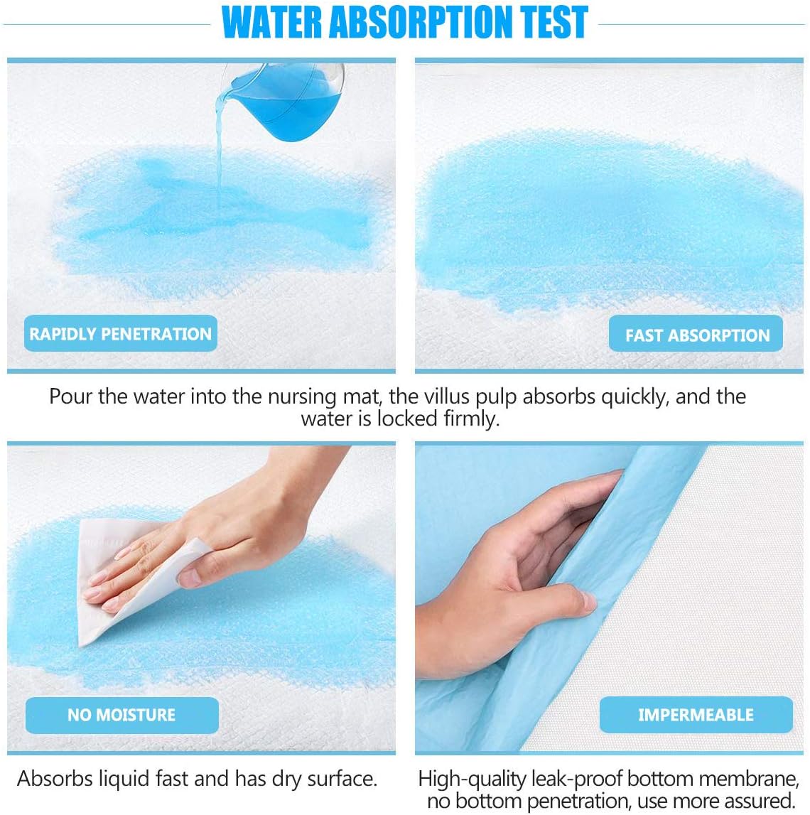 Disposable Bed Pads 32” x 36” Incontinence Pads Heavy Absorbency Underpads Waterproof 5-Layer Protection as Bed Protectors and Pee Pads (36x32 Inch (Pack of 50)): Health & Personal Care