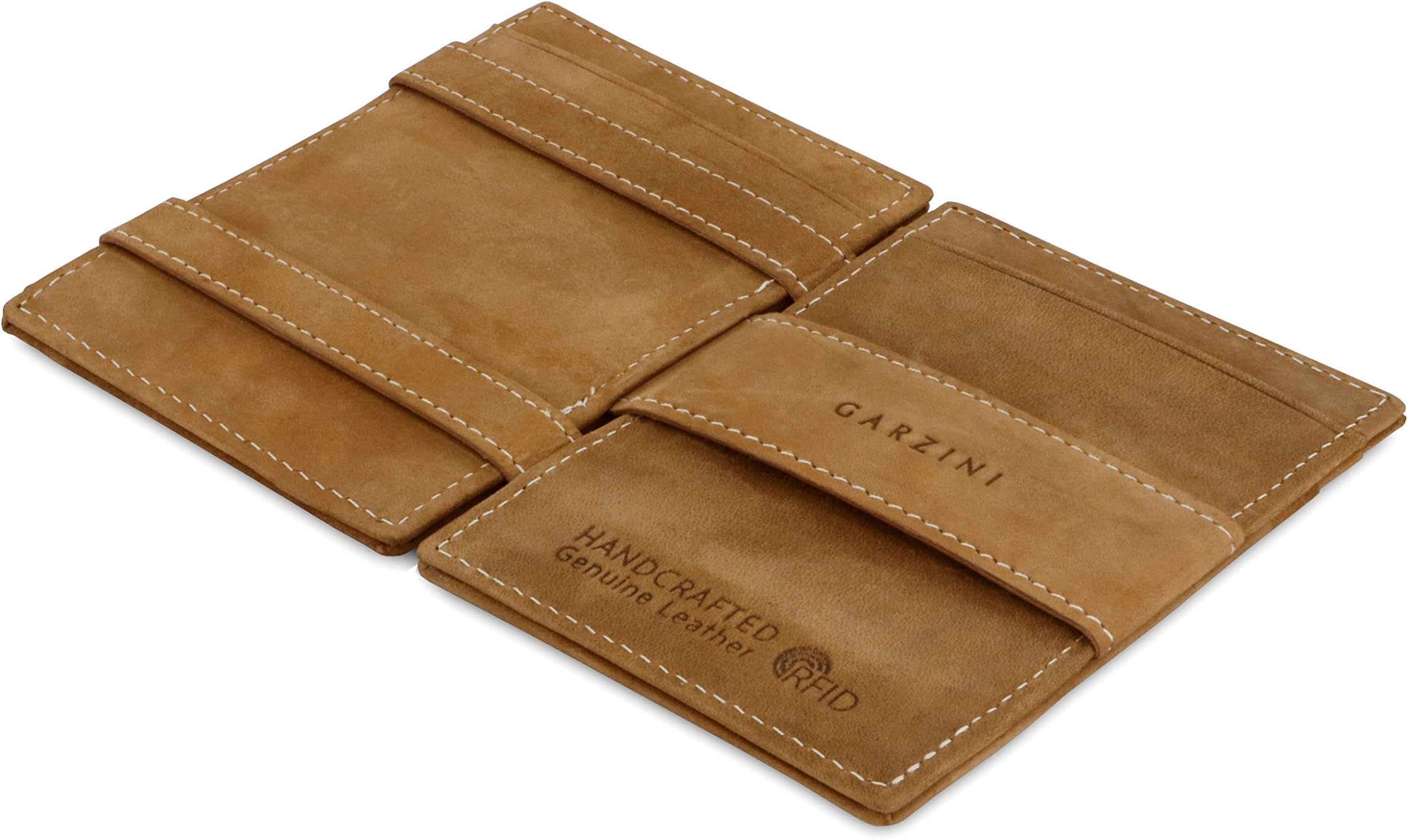 Garzini Magic Wallet For Men - Rfid Credit Card Holder - Cognac - Minimal and Slim