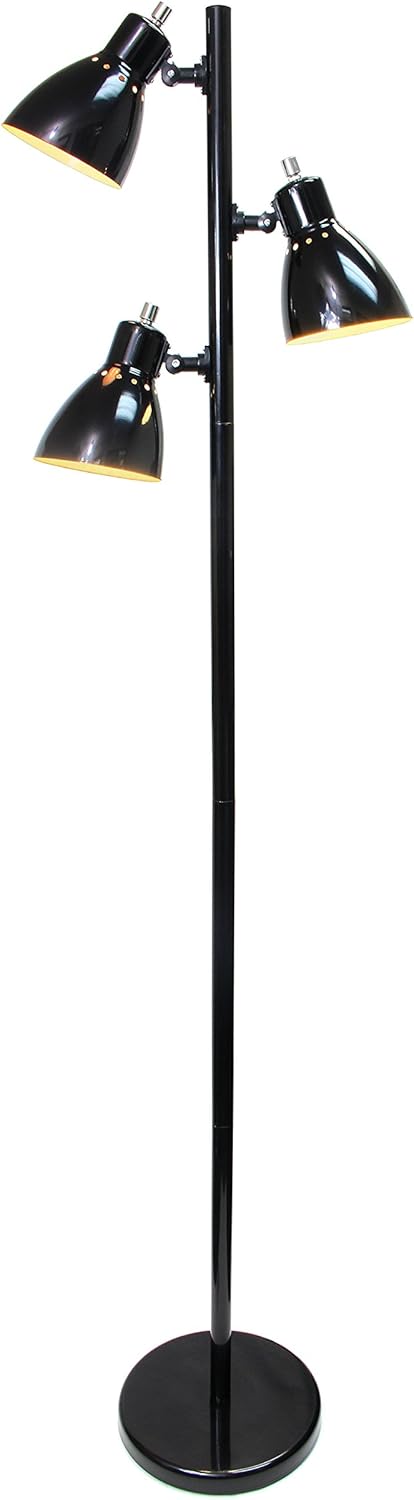 Simple Designs Home LF2007-BLK Simple Designs, Black Metal 3-Light Tree Floor Lamp, Finish - - 