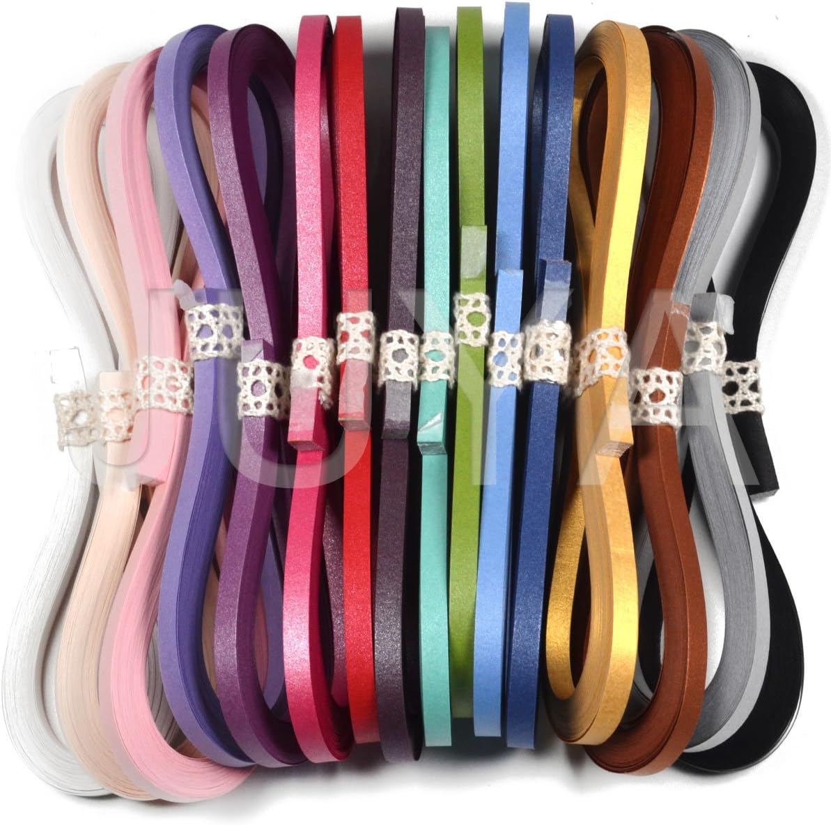 JUYA Metallic Paper Quilling Set 2/3/5/7/10mm Width Available (16 Colors, Paper Width 2mm)