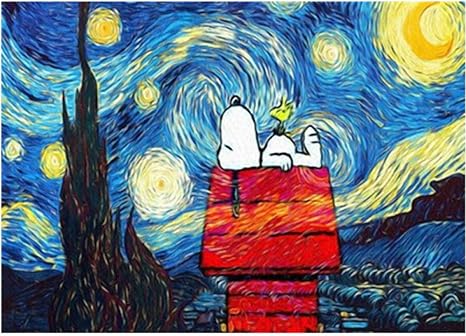 Amazon Co Jp 絵画 油絵数字で描く星空の下でスヌーピー漫画の絵の初心者数字で描くdiyキャンバス絵画アート装飾40 50 Cm A フレーム付き ホーム キッチン