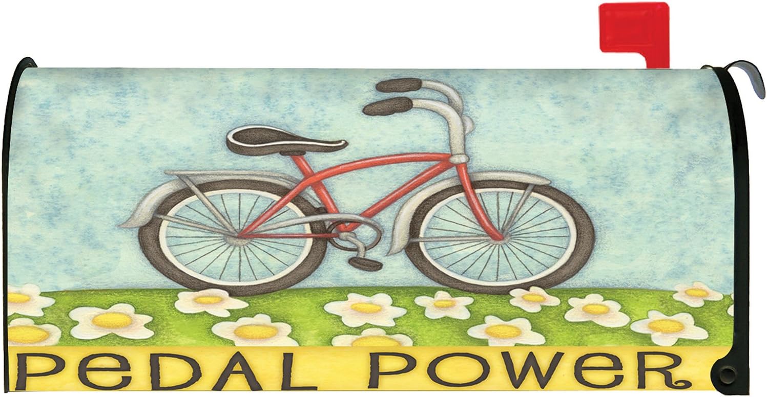 Toland Home Garden Pedal Power Spring Flower Bicycle Magnetic Mailbox Cover