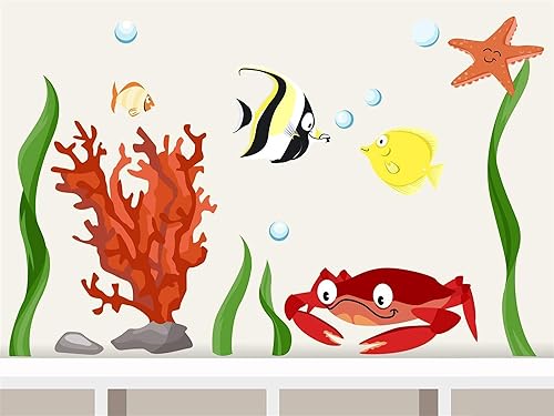 Wandtattoo Unterwasserwelt 2 Unterwasserwelt Ozean Meerestiere Fische Wandsticker Fur Kinderzimmer Amazon De Handmade