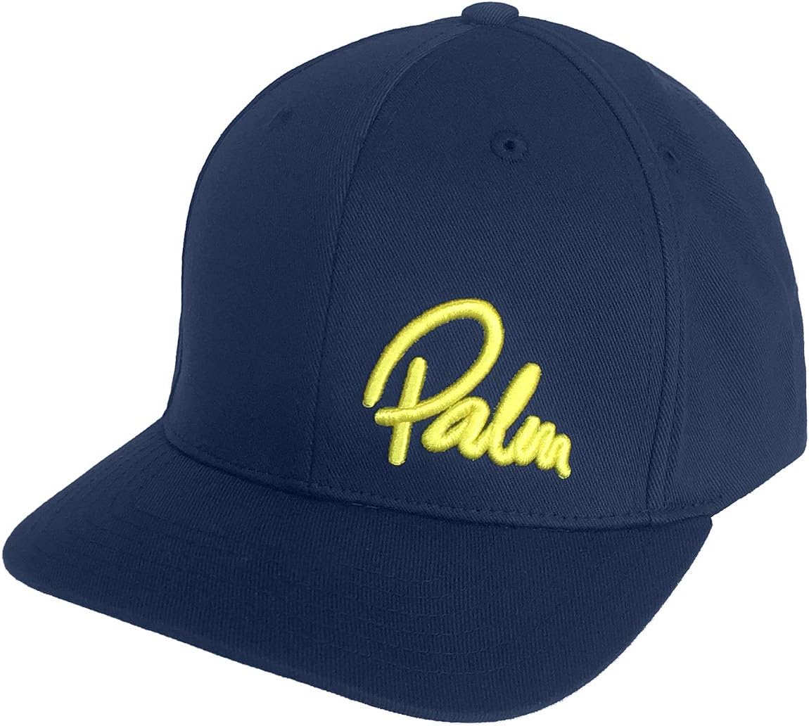 Palm Kayak or Kayaking Baseball Cap Hat Navy Premium Flexfit cap 92 Cotton, 8 Elastane