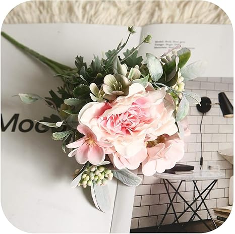 Amazon Co Jp 人工 人工安い花椿ピオニーローズフラワーシルクフラワーフェイクフラワーウエディングフラワーdiyホームパーティーデコレーション 1 ホーム キッチン