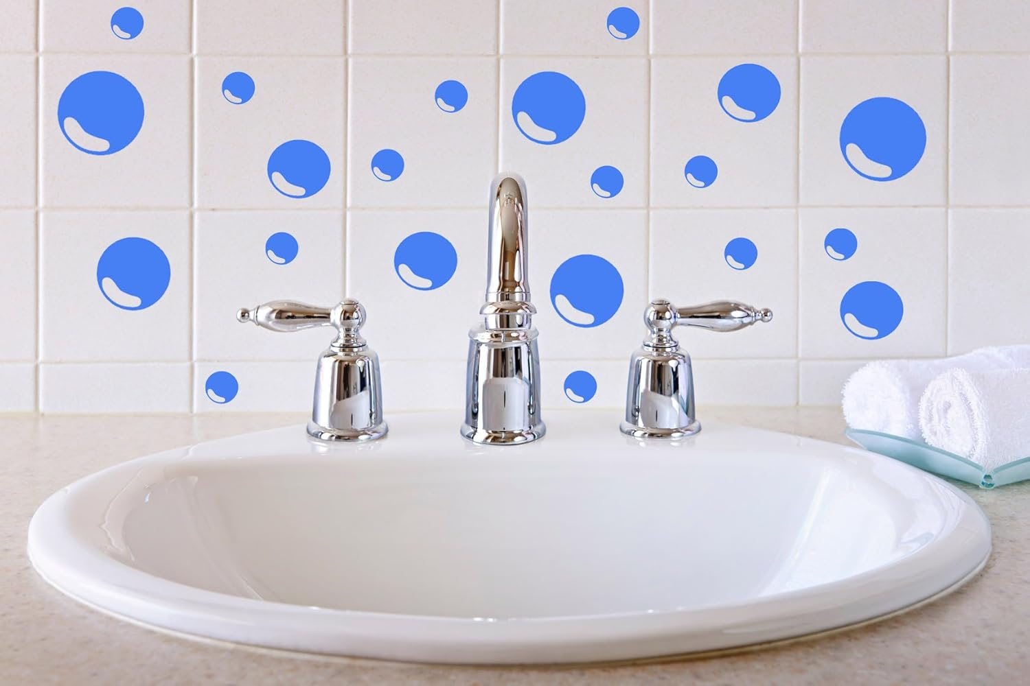 Bubbles X 21 Tile decal set for bathroom vinyl sticker (OLYMPIC BLUE