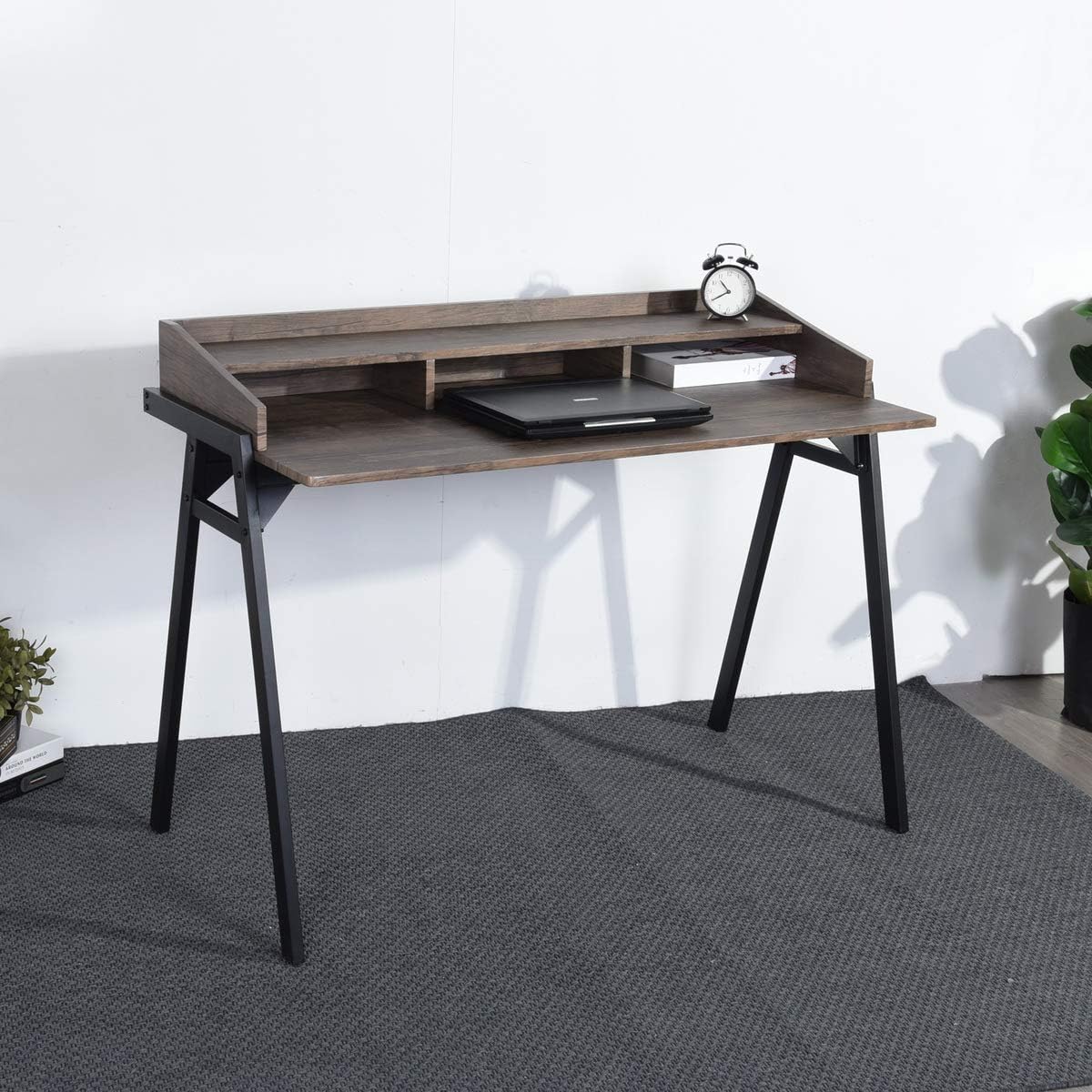 CozyCasa Computer Desk with Hutch Modern Simple Writing Study Table for Home Office PC Laptop Notebook Table Workstation with Storage