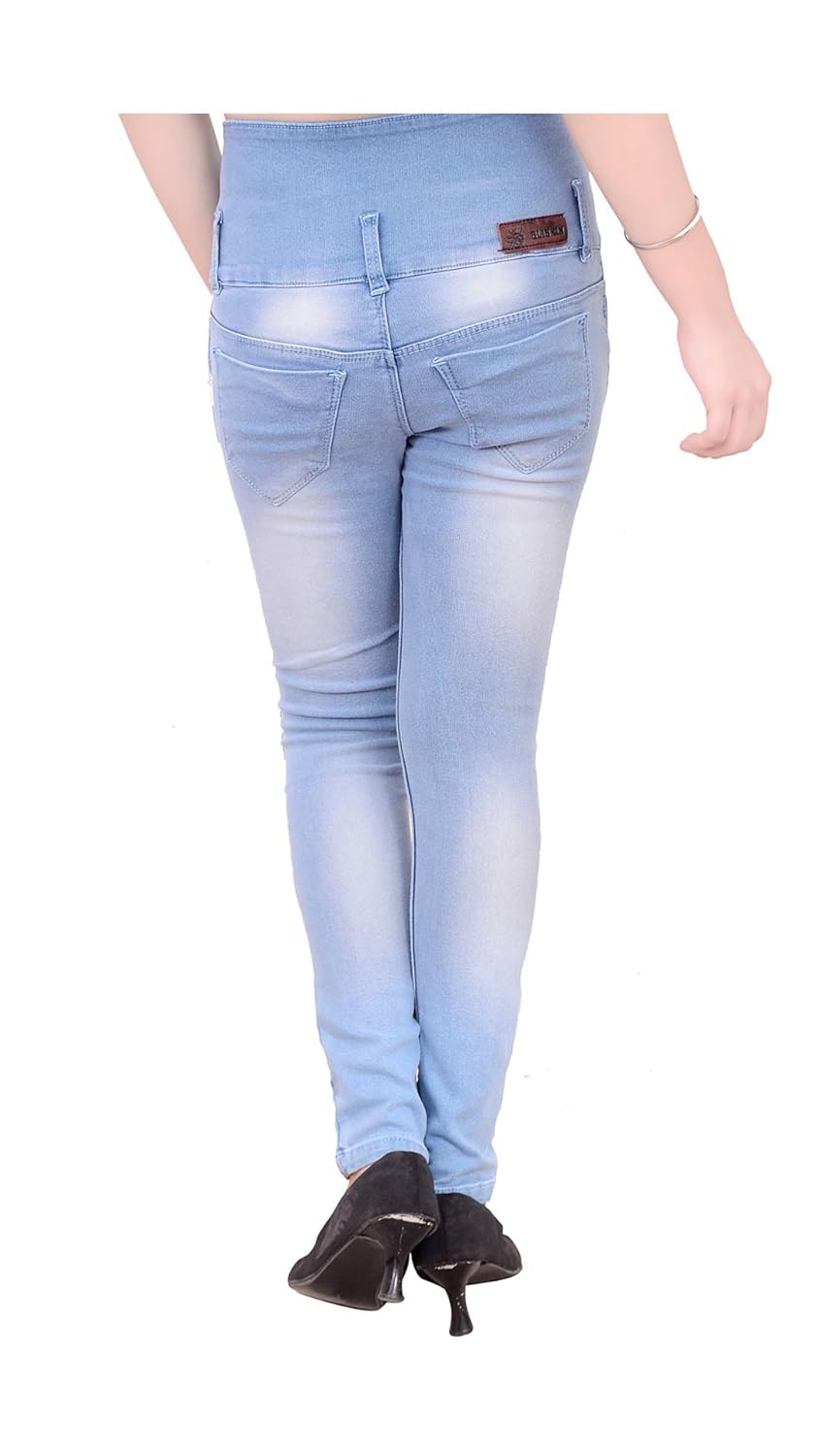 blinkin distressed high-waist ankle length jeans for women (stretchable denim fabric )