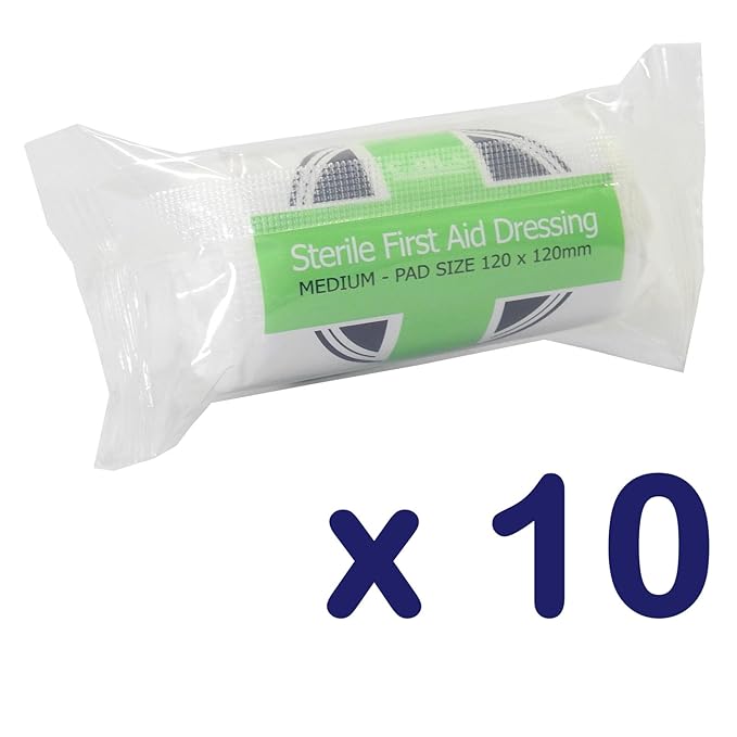 CMS Medical HSE Medium First Aid Sterile Bandage Dressings 12x12cm 10 Pack Amazon.co.uk Health