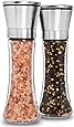 Home EC Premium Stainless Steel Salt and Pepper Grinder Set of 2 - Adjustable Ceramic Sea Salt Grinder & Pepper Grinder - Tall Glass Salt and Pepper Shakers - Pepper Mill & Salt Mill W/Funnel & EBook