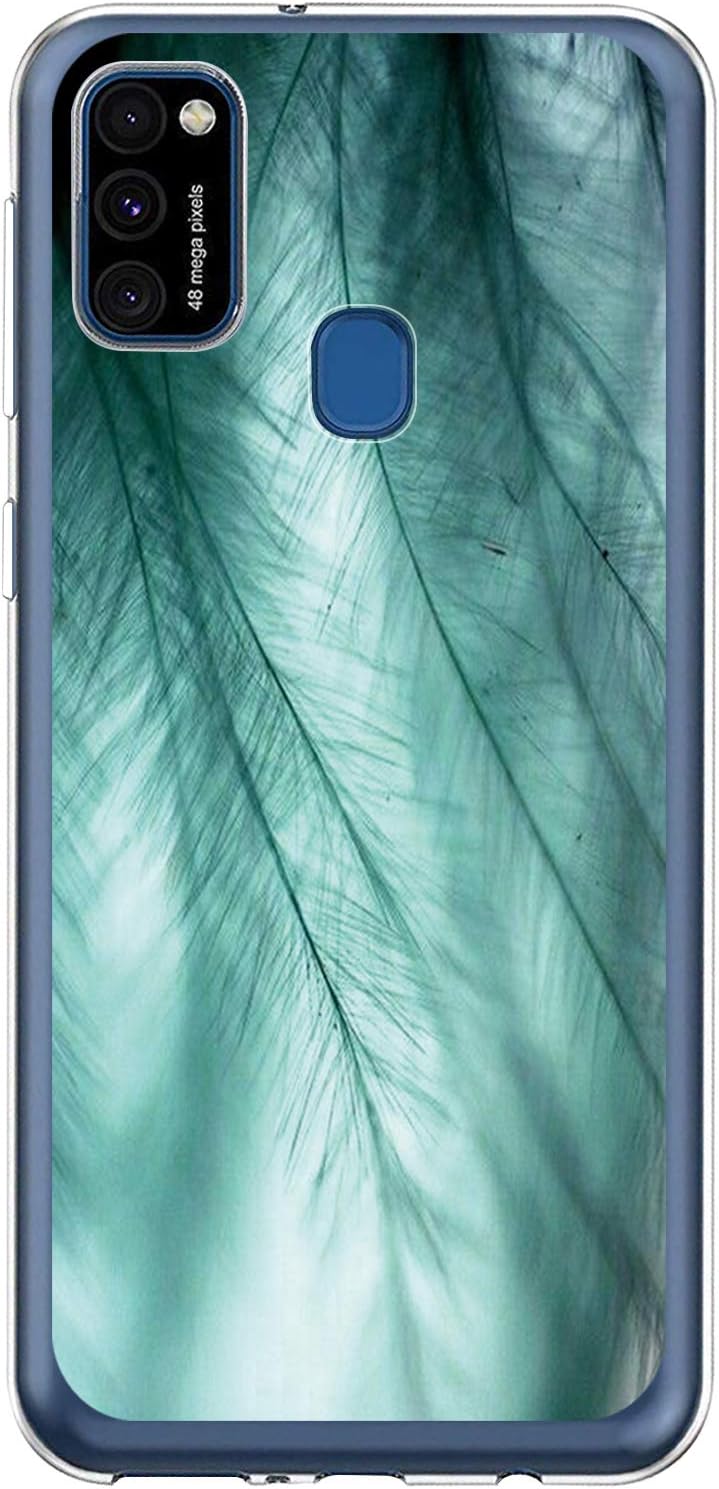 Case for Samsung Galaxy M31 Slim Thin Cactus Palm Leaves Purple Marble Design Flexible TPU Cover Glitter Soft TPU Rubber Full Body Protective Clear Bumper Silicone Shell for Samsung Galaxy M31