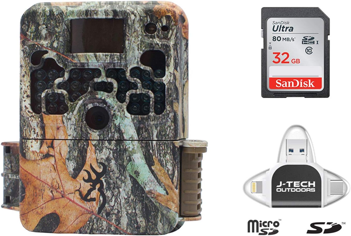 Browning Strike Force GEN 5 (2019) Trail Game Camera Bundle Includes 32GB Memory Card and J-TECH iPhone/iPad/Android USB Memory Card Reader (22MP) | BTC5FHD5