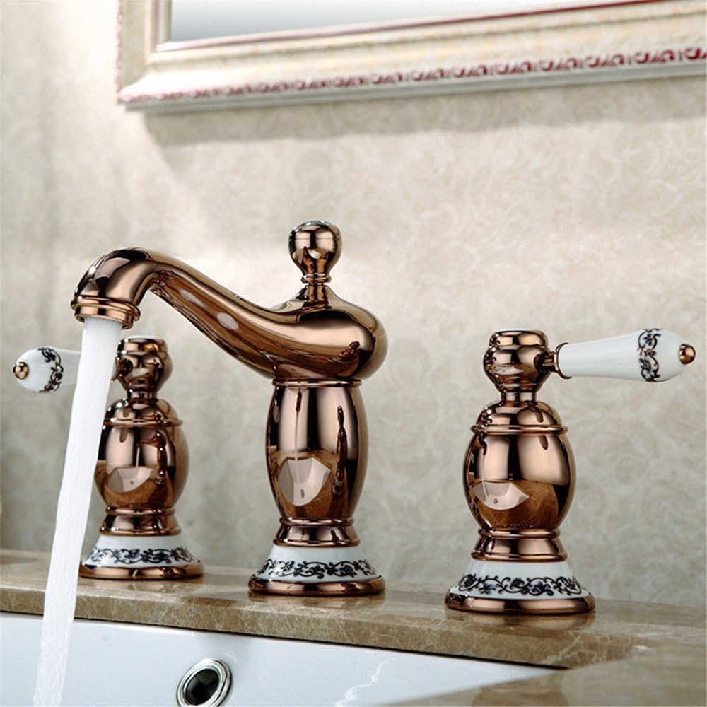 MIAORUI Fashion high-end faucet/refined copper three sets of mixed water/porcelain basin faucet