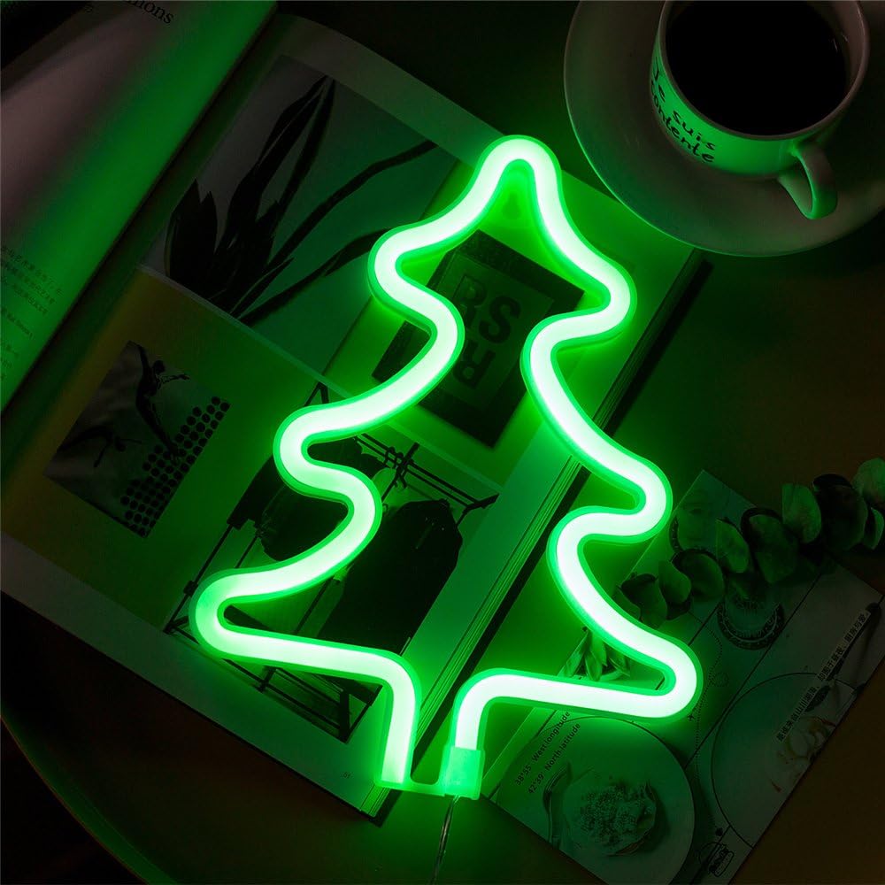 Neon Signs Christmas Tree Neon Light Patio Wall Decor Kids Room，Living