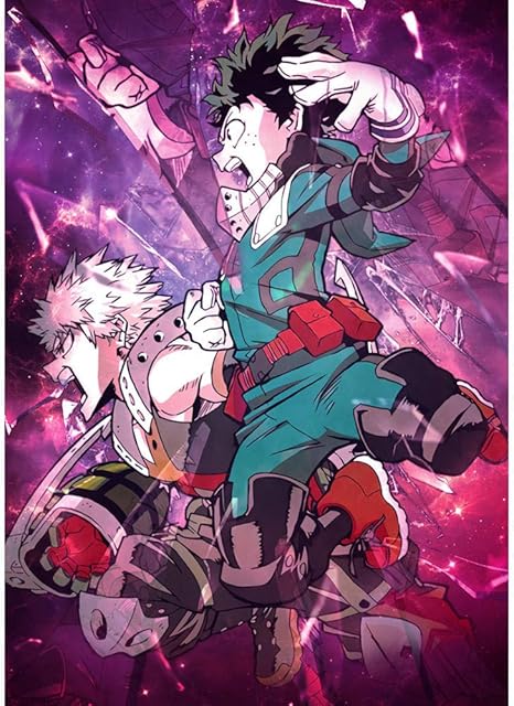 Amazon Co Jp Dfgad 5d Diyダイヤモンドペインティングヒーローアカデミアウォールアートクロスステッチ画像日本のアニメキャラクターフルラウンドドリル刺繡 40x50cm ホーム キッチン