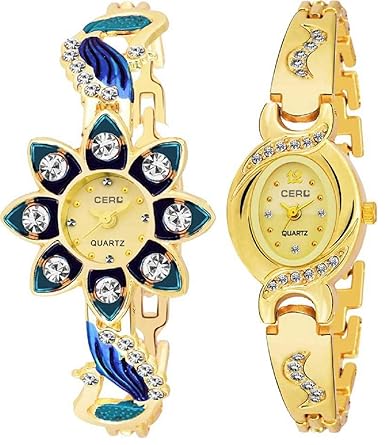 CERO Crystal of Love Golden Stunning Analogue Gilr's and Women's Watch -CE2222