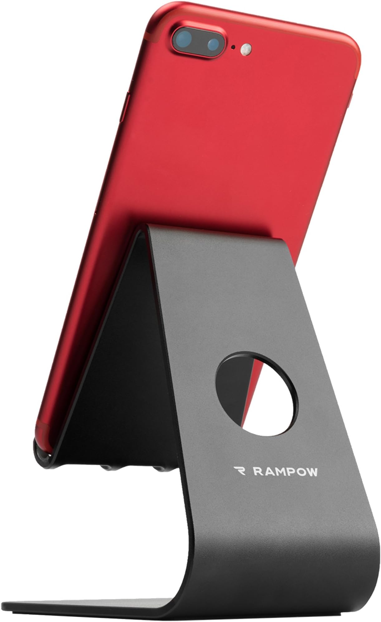 Rampow Phone Holder, Desktop Phone Stand Aluminum Tablet Stand Compatible with Samsung, Huawei, Sony, HTC, Xiaomi, Nexus, Kindle, Tablet - Matte Black