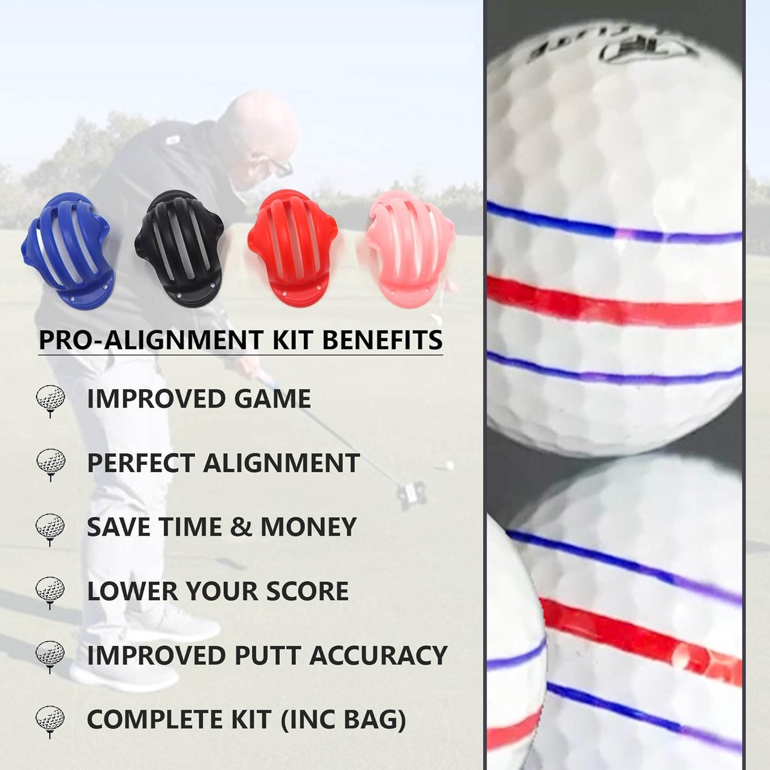 PROALIGN Triple Track Golf Ball Marker Kit Golf Ball Markers for