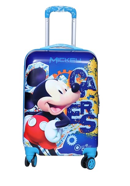 Tramp & Badger 360 Rotating Wheels, Mickey Printed Pattern Non-Breakable & Extra Light Weight Kids Trolley Bag- Multi-Colour (20 Cabin Size)