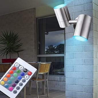 Edelstahl Wand Leuchte Aussen Lampe Beweglich Fernbedienung Im Set Inklusive Rgb Led Leuchtmittel Amazon De Beleuchtung