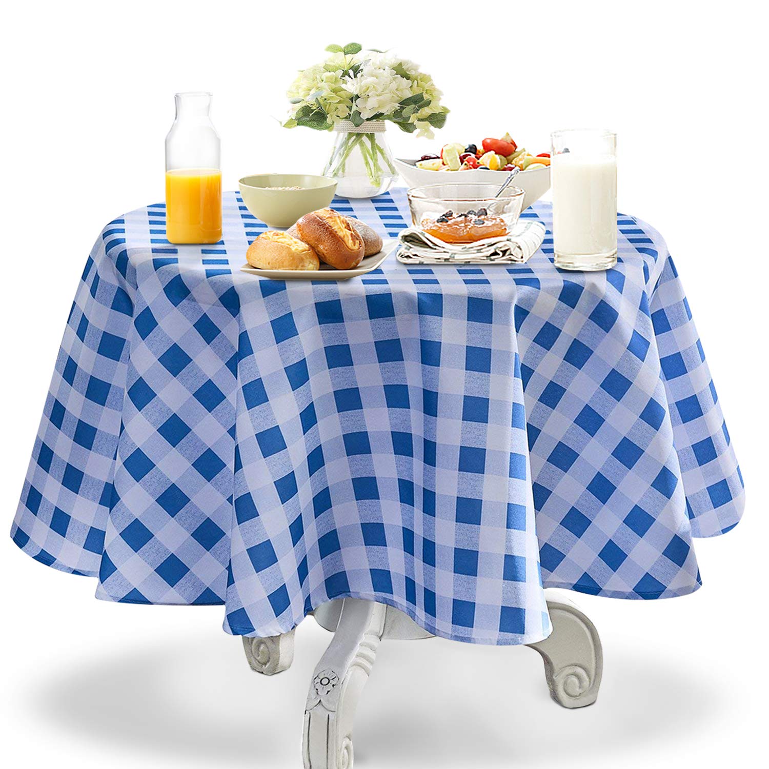 Best white and blue round table cloth