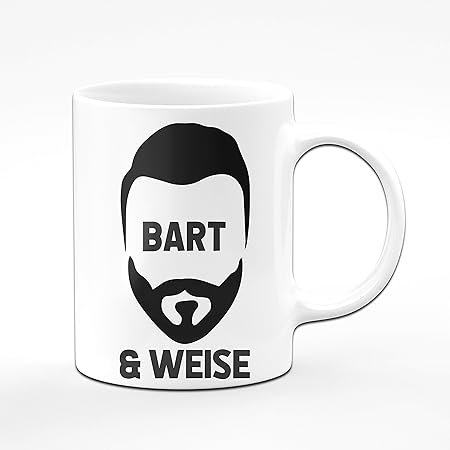 Tasse mit Spruch Bart & Weise, Geburtstagsgeschenk, Geschenk für Männer mit Bart Tassen mit Sprüchen lustig (Weiß)