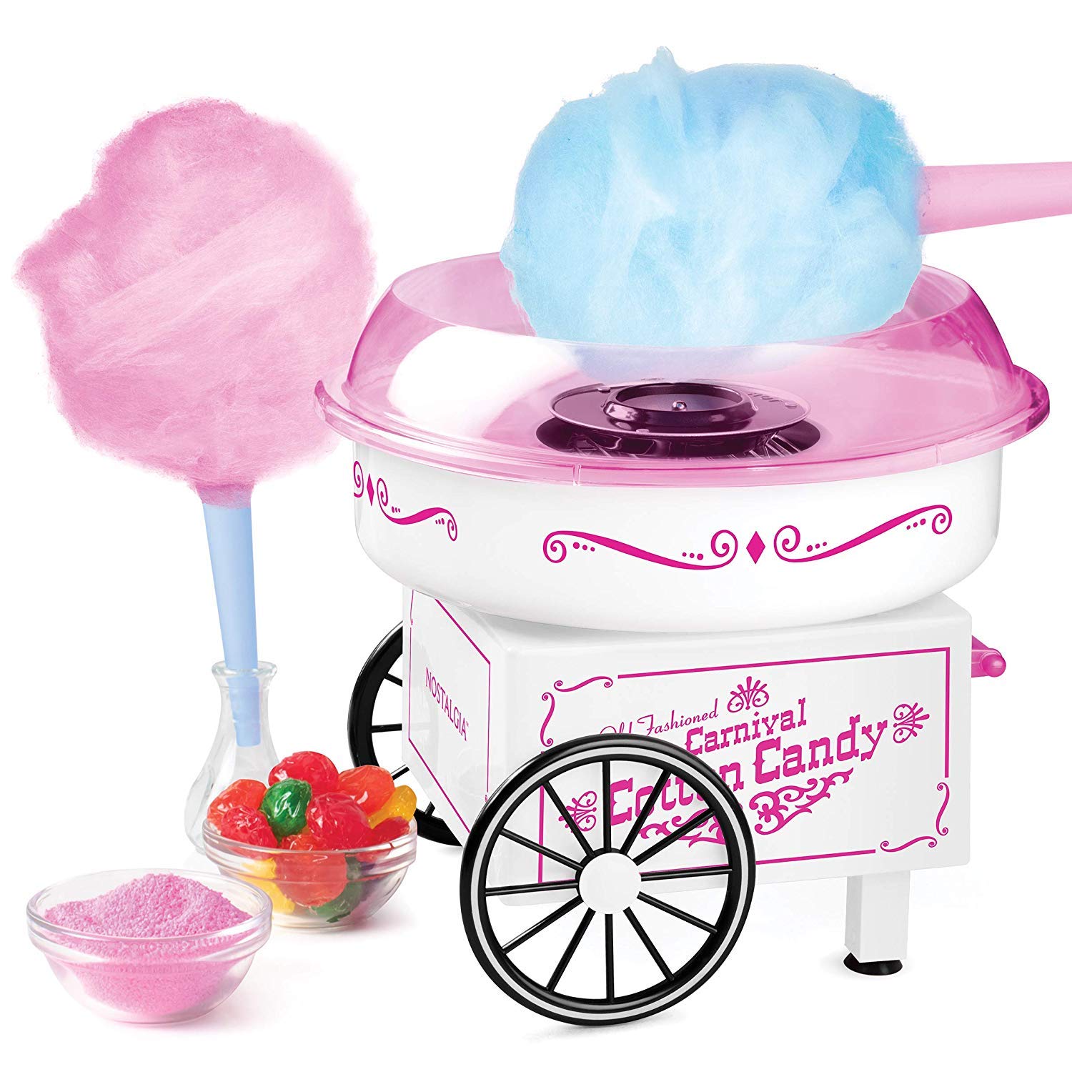 Nostalgia Pcm325wp Vintage Hard And Sugar Free Countertop Cotton Candy Maker Includes 2 Reusable Cones And Scoop White Buy Online In Bulgaria At Bulgaria Desertcart Com Productid 140091273
