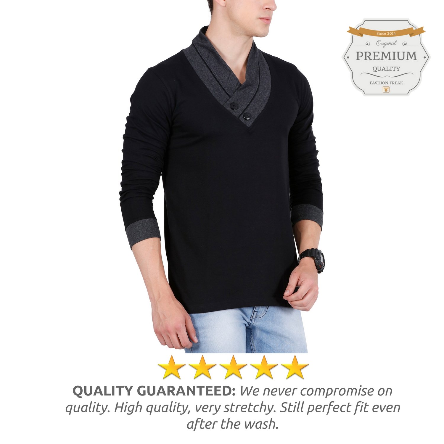 fashion freak men's cotton t-shirt (black)