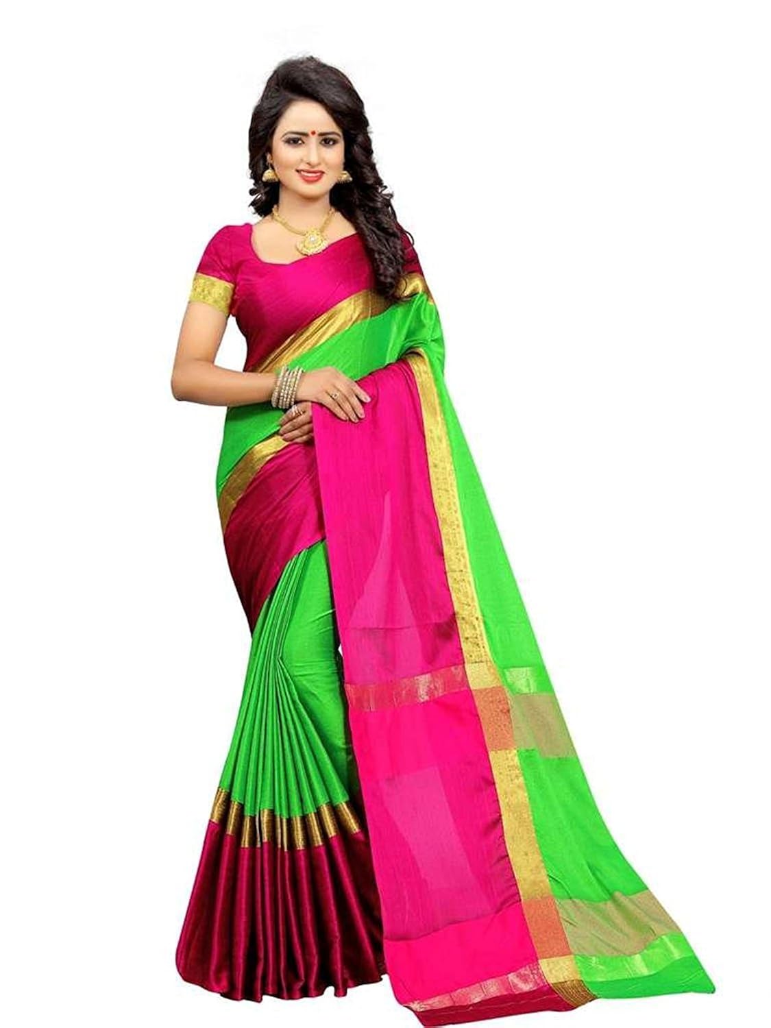 tulsi fab cotton silk saree with blouse piece (tf 57_multi-coloured_free size)
