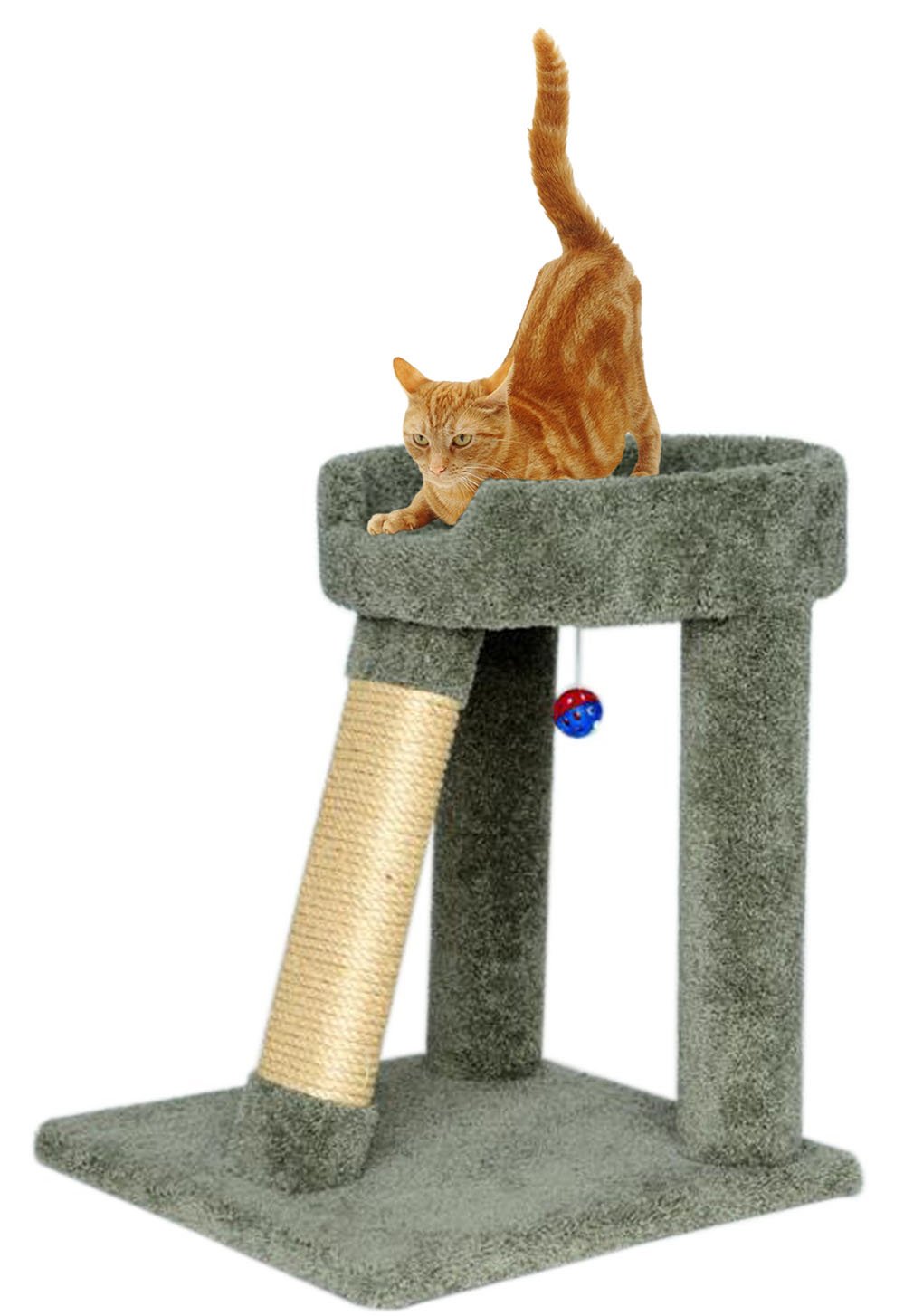 Angled Cat Scratching Post and Bed 24 inch Green Cat Scratcher Sisal