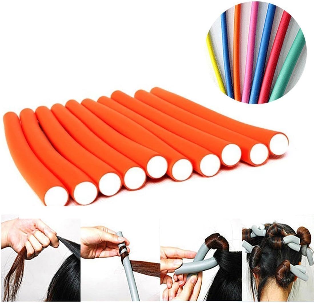 Elecsera Magic Hair Foam Rollers Soft Twist Curler Rods for Hair (Multicolour, 10 Pieces)
