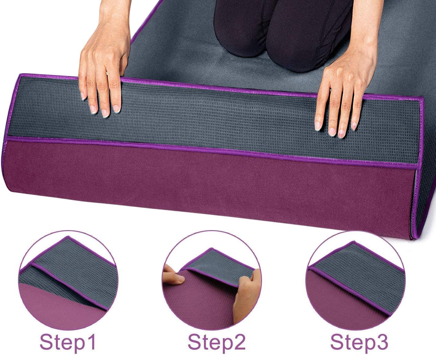 Heathyoga Non Slip Yoga Towel, Exclusive Corner Pockets Design, Microfiber and Silicone Coating Layer, Free Carry Bag and Spray Bottle, Perfect for Hot Yoga, Bikram and Pilates : Sports & Outdoors